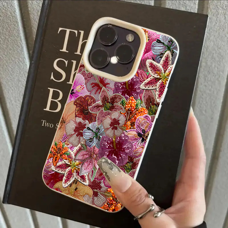 Phone Cases Expensive - Luxurious Beaded Flower Lychee Texture Phone