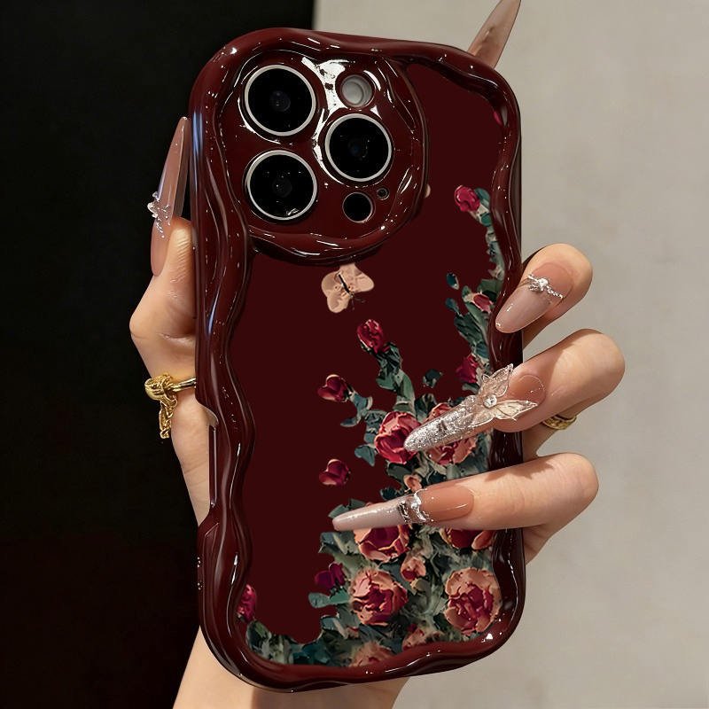 Phone Cases Expensive - Retro Oil Painting Flower Pattern Phone