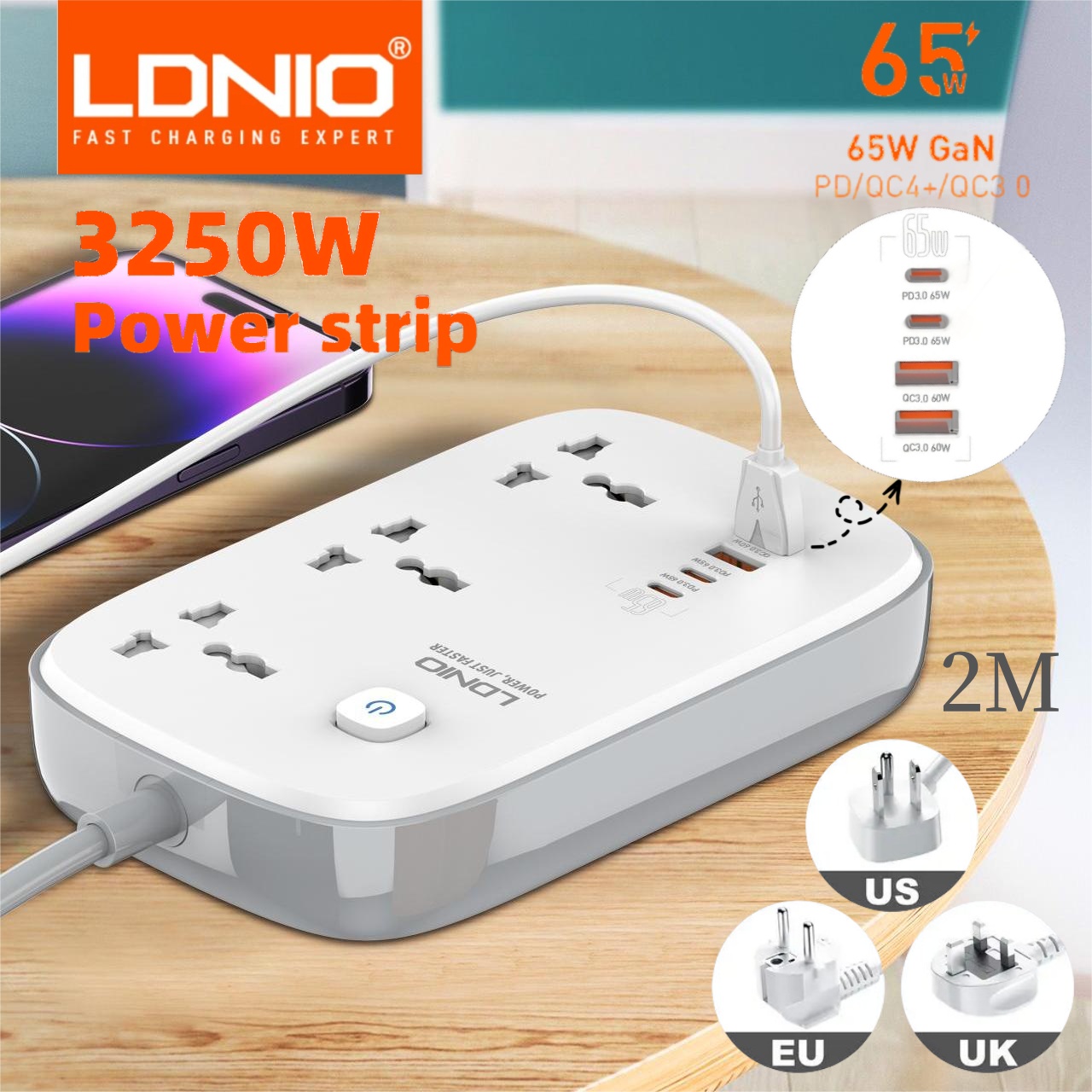LDNIO Universal Power Strip wi - đánh giá và giá Phone Cases Uk