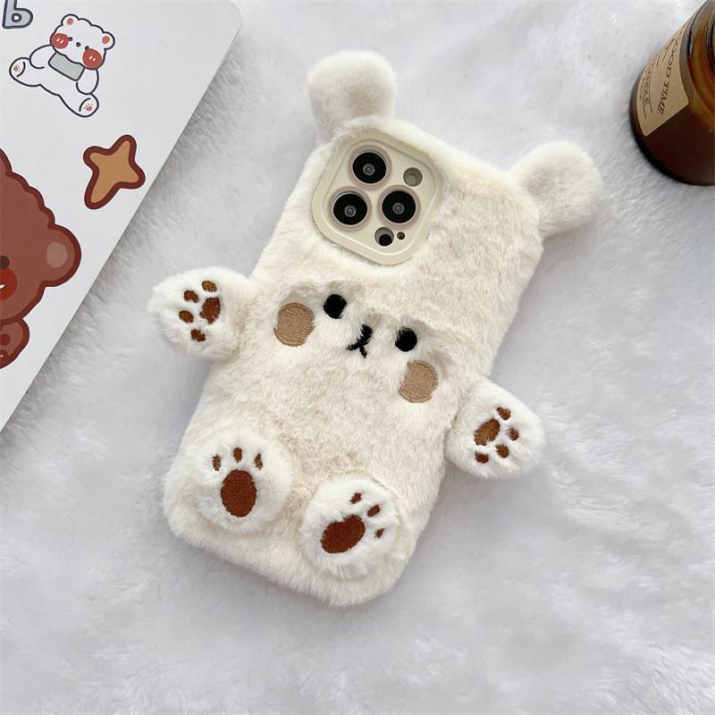 Korean 3D Cartoon Bear Fluffy  - đánh giá và giá Phone Cases Iphone 16