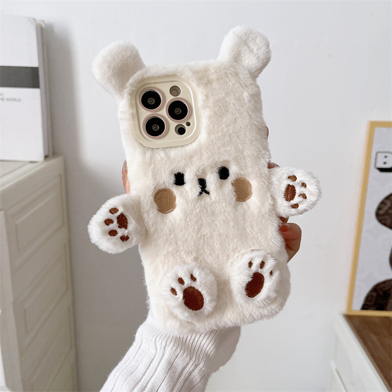 Korean 3D Cartoon Bear Fluffy  - đánh giá và giá Phone Cases Iphone 16