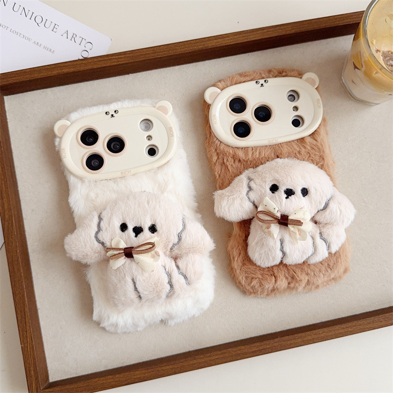 3D Cartoon Bowknot Puppy Warm  - đánh giá và giá Phone Cases Iphone 16