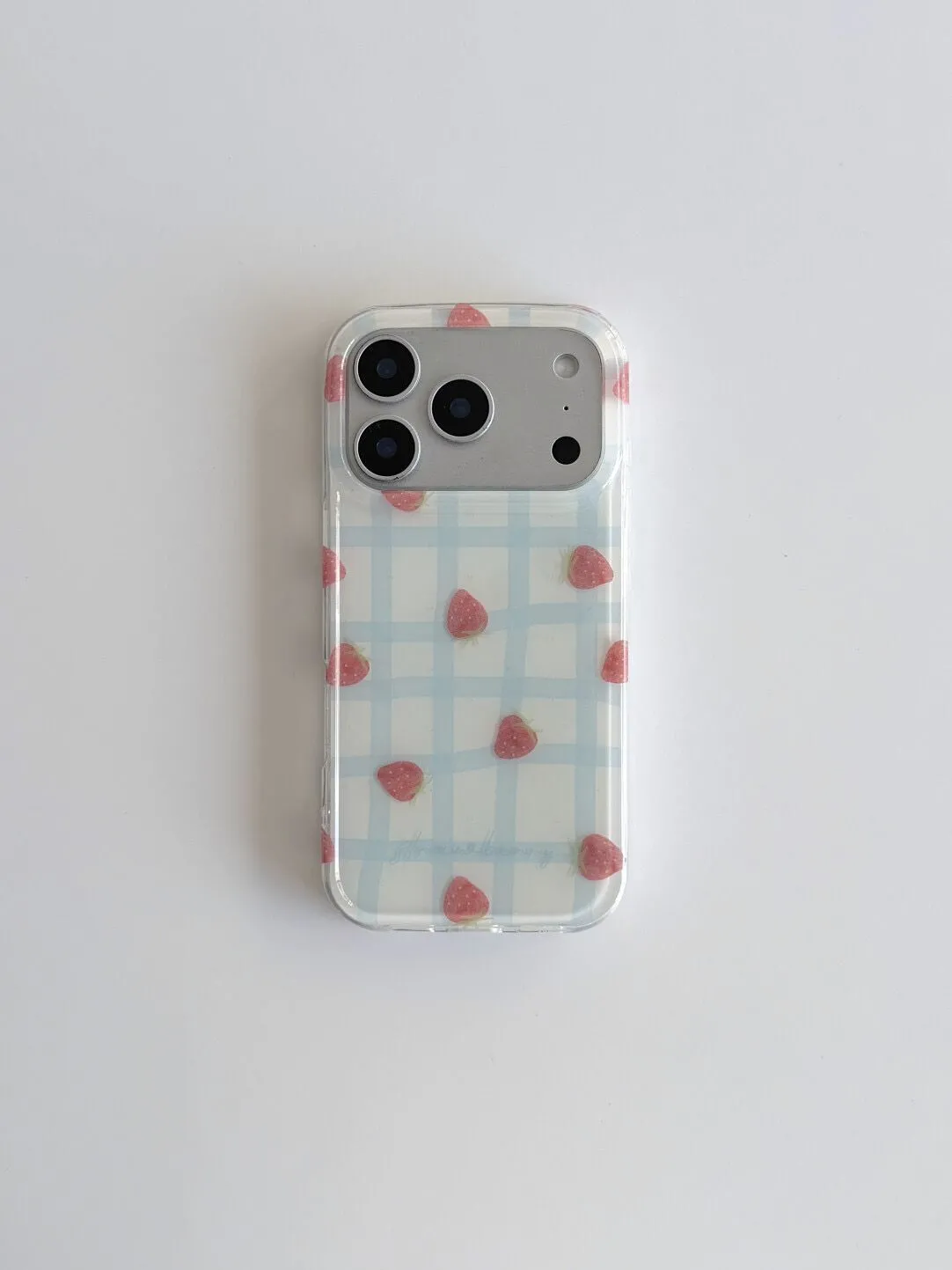 Fresh Blue Grid Pattern Strawb - đánh giá và giá Phone Cases Expensive