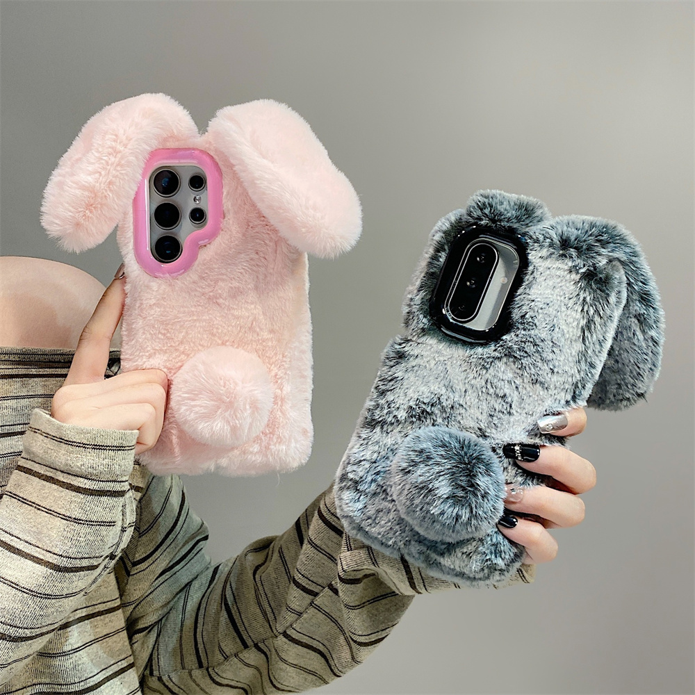 Cute Rabbit Ears Fluffy Stand  - đánh giá và giá Phone Cases Samsung S23