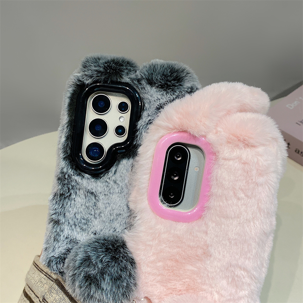 Cute Rabbit Ears Fluffy Stand  - đánh giá và giá Phone Cases Samsung S23